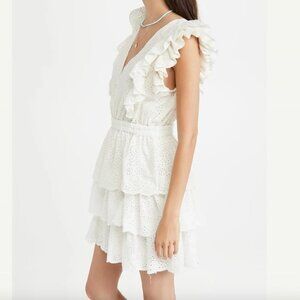 LOVE THE LABEL Ruffle Tiered White Mini Dress